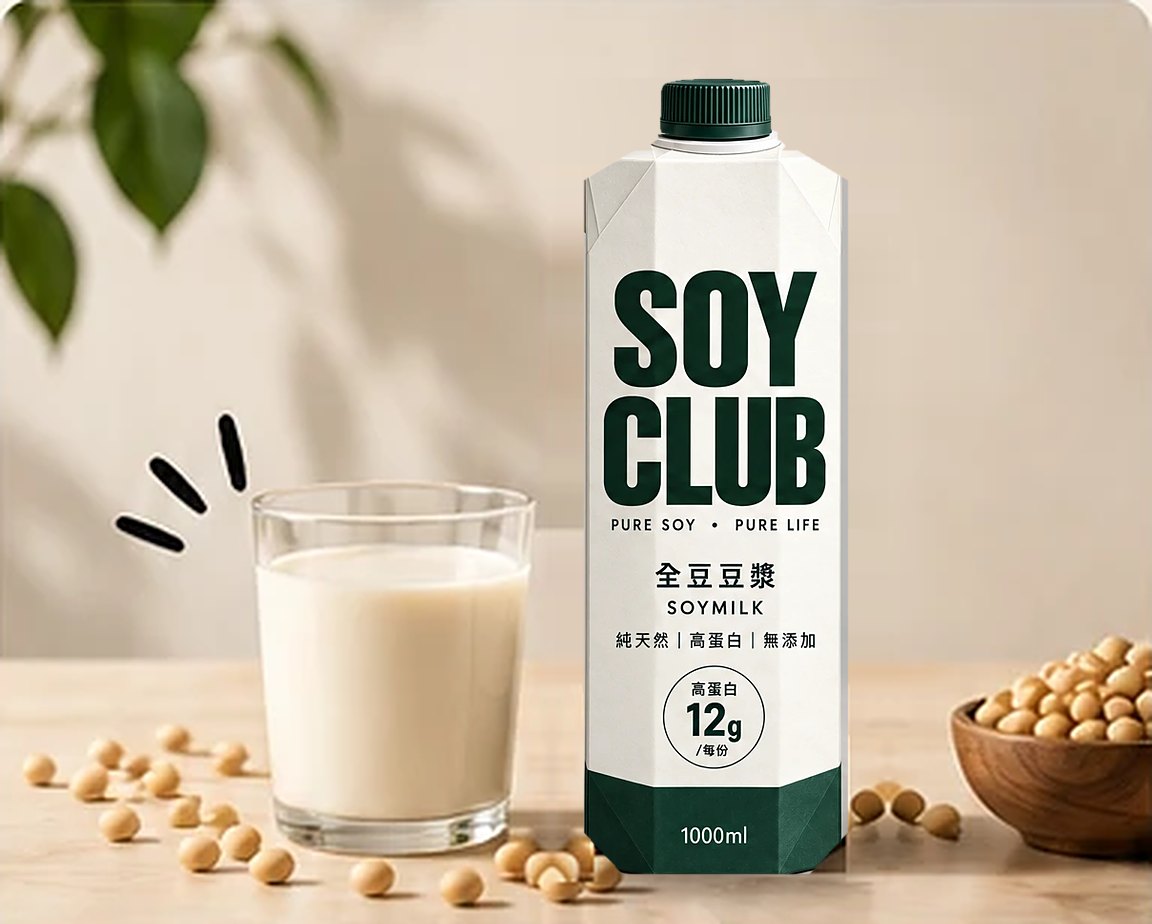 SOYCLUB 全豆豆漿紙盒、一杯豆漿與義大利黃豆