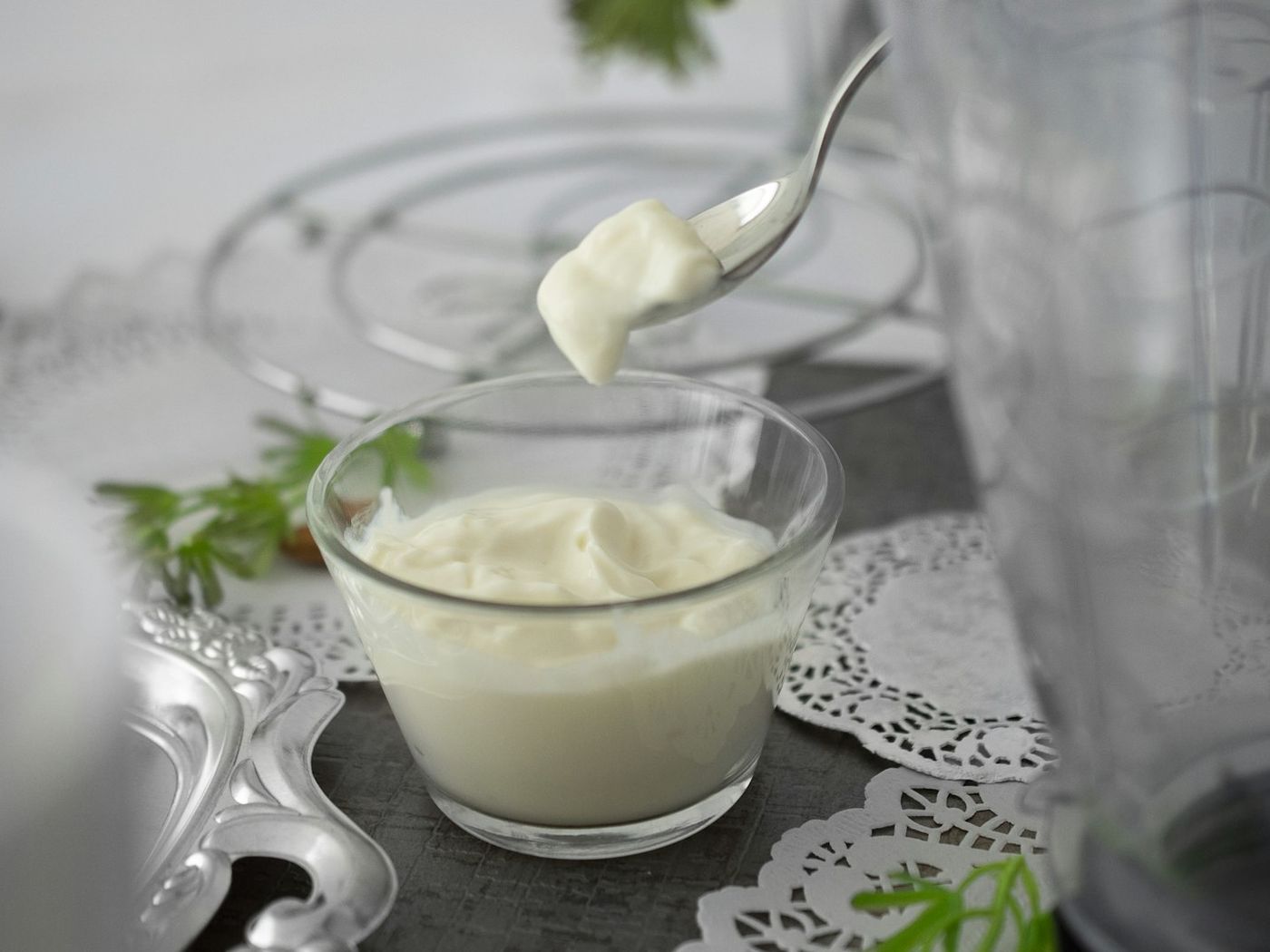 A spoonful of white yogurt